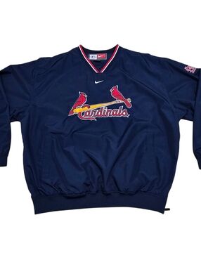 Nike St. Louis Cardinals Pullover Windbreaker Jacket, Navy Blue, Men's XL